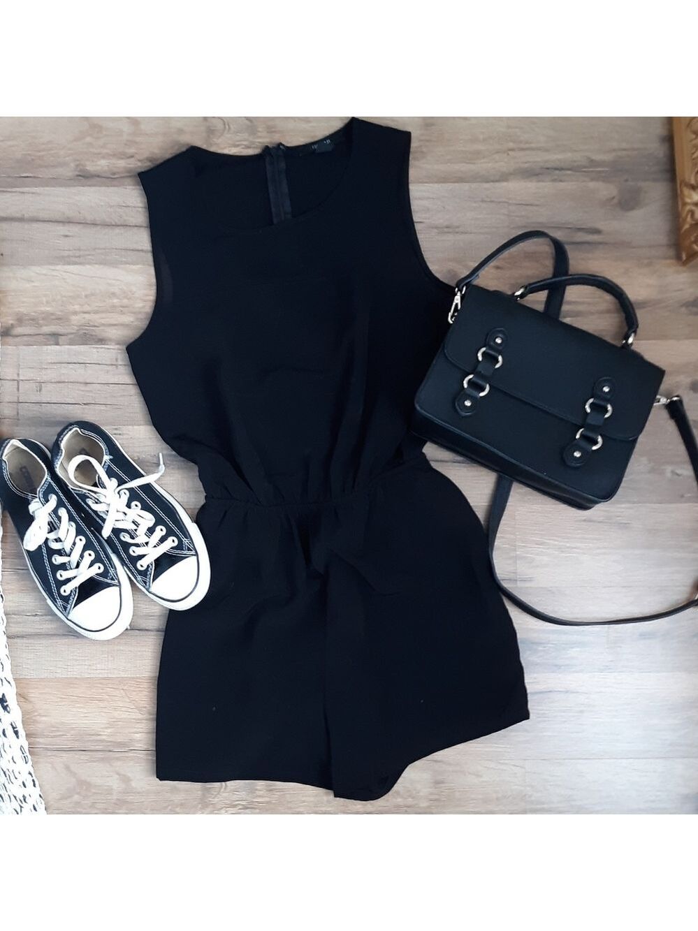 Sweet and sexy Black romper whit sheer detail